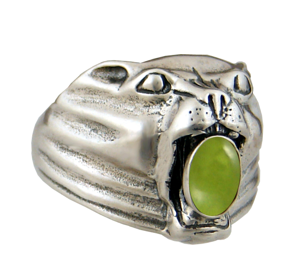 Sterling Silver Cougar Jaguar Panther Ring With Peridot Size 10